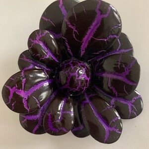 Vintage Large Purple and Black Flower Brooch